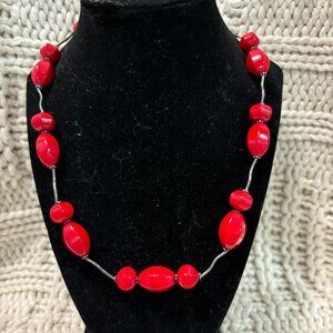 Donna Dressler beaded station necklace sterling silver